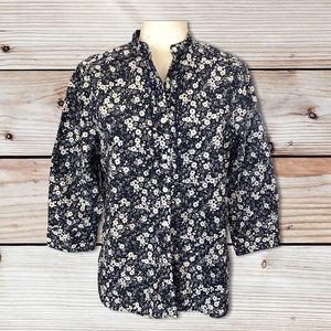 Floral Print Button Front Top